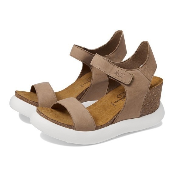 Fly London Shoes - FLY LONDON‎ Self Fastener Sandals GOGO967FLY Size 38 Beige Cork Platform Wedge